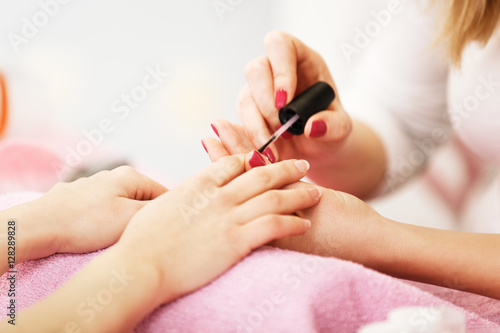 Nail Polishing. Close up.