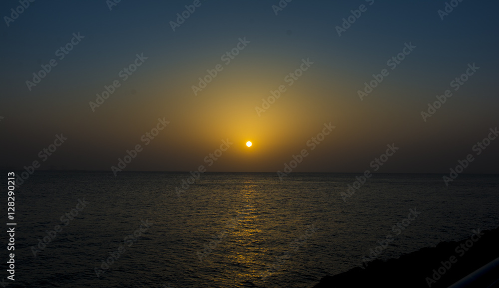 Landscape with sea sunset