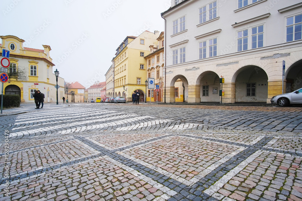 Prague, Czechia - November, 21, 2016: street in the historical part of Prague, Czechia