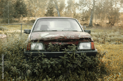 Old car in nettles