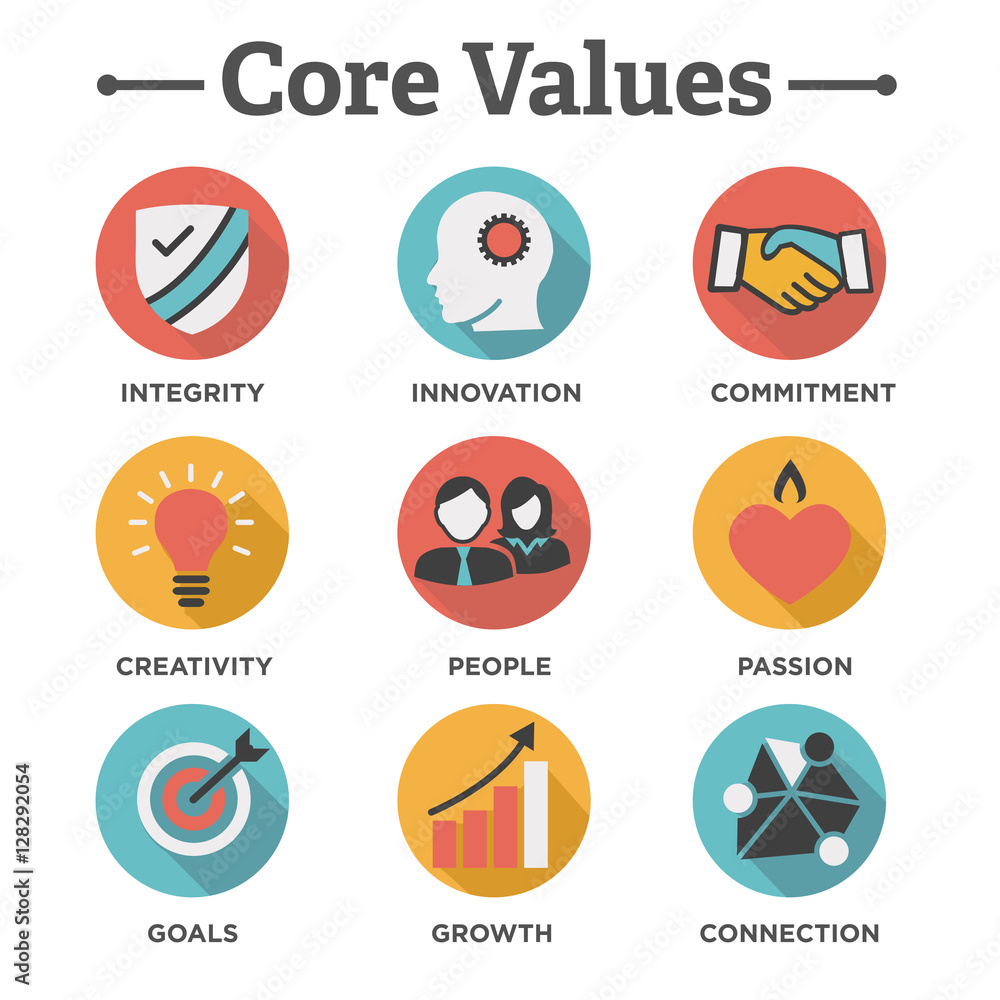 Company Core Values Solid Icons for Websites or Infographics Company Core Values Solid Icons for Websites or Infographics