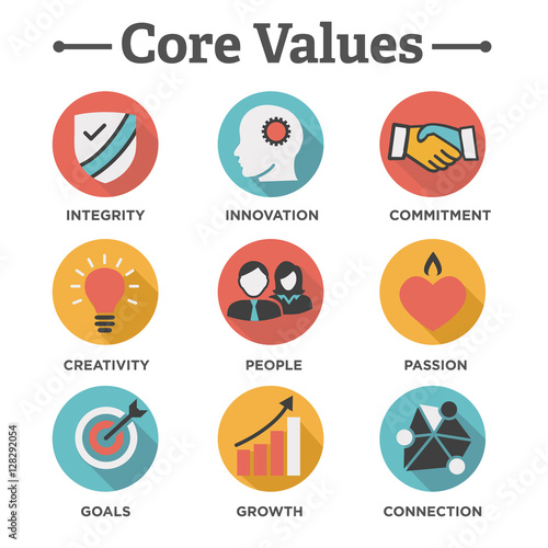 Company Core Values Solid Icons for Websites or Infographics