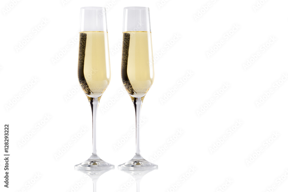 Glasses of champagne isolated on a white background Glasses of champagne isolated on a white background
