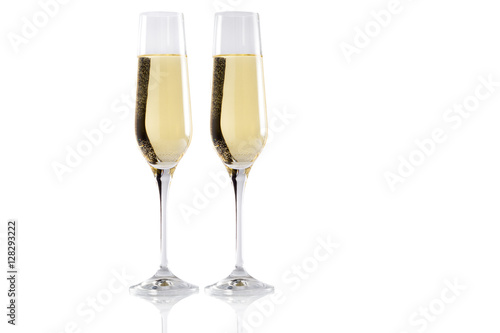 Glasses of champagne isolated on a white background
