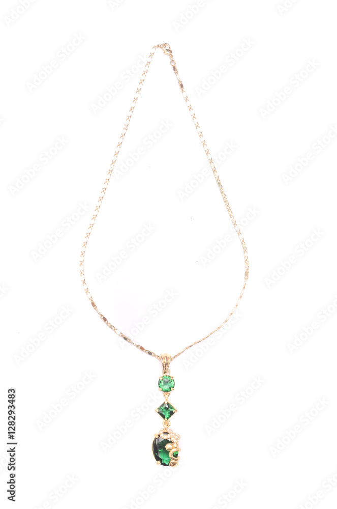 gold pendant with emerald isolated on white gold pendant with emerald isolated on white
