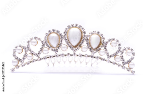 diadem with pearls isolated on white
