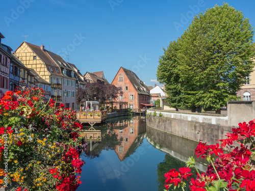 Colmar, Alsace, France, Medieval old town. Its half timbered houses and channels. Village called small Venice.