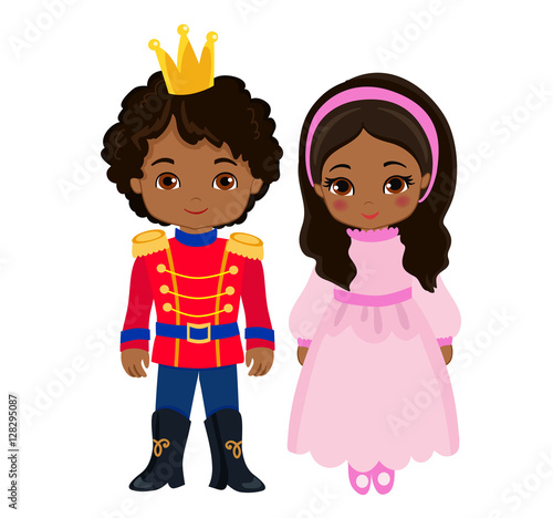 Illustration of very cute Prince and Princess. Vector illustration isolated on white background.