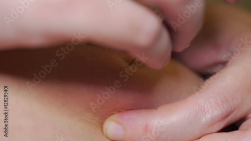 Woman takes a vitamin injection.