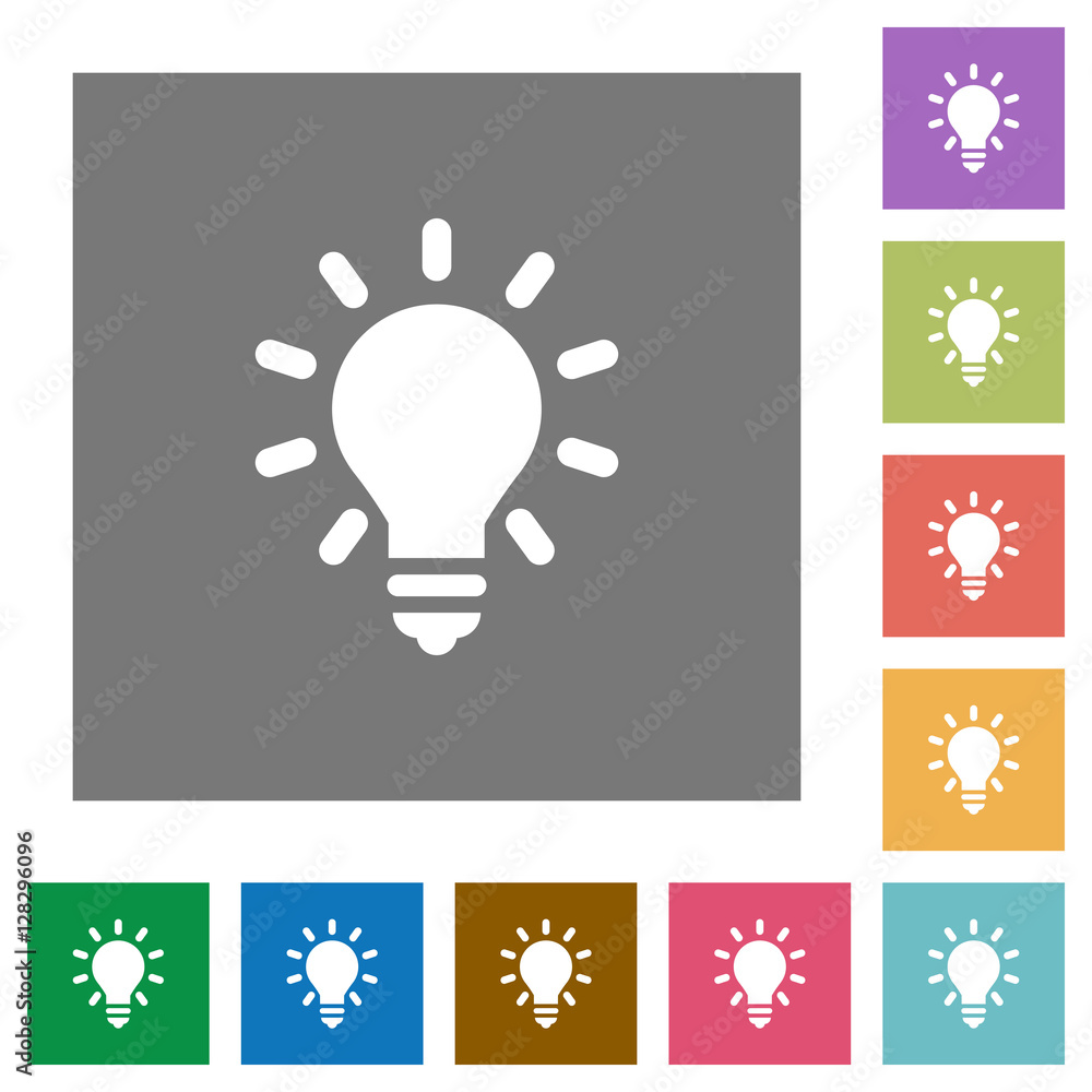 Lighting bulb square flat icons Lighting bulb square flat icons