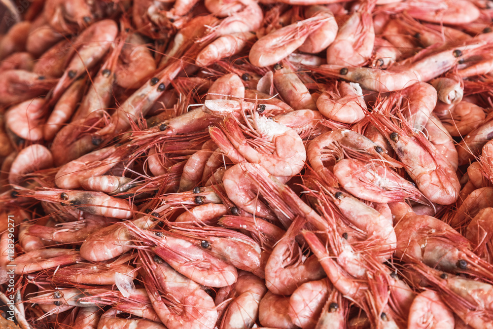 Shrimp stock pack texture background. Prawn is delicious and popular kind of seafood.