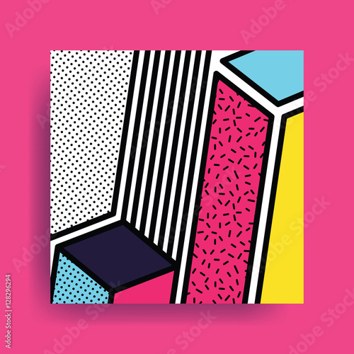 Colorful trend Neo Memphis geometric pattern