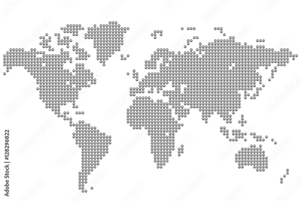 Obraz Оригинальная карта мира, выполненная знаками мира. Векторная иллюстрация.
