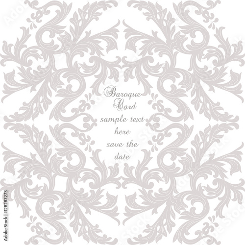 Vintage Baroque ornament card. Vector damask decor. Royal Victorian poster for greetings, events, celebration, anniversary
