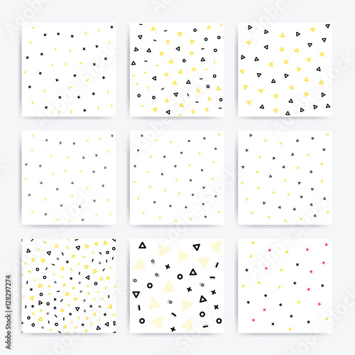 Universal doodle seamless patterns set