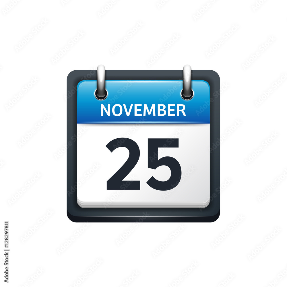 November 25. Calendar icon.Vector illustration,flat style.Month and date.Sunday,Monday,Tuesday,Wednesday,Thursday,Friday,Saturday.Week,weekend,red letter day. 2017,2018 year.Holidays. November 25. Calendar icon.Vector illustration,flat style.Month and date.Sunday,Monday,Tuesday,Wednesday,Thursday,Friday,Saturday.Week,weekend,red letter day. 2017,2018 year.Holidays.