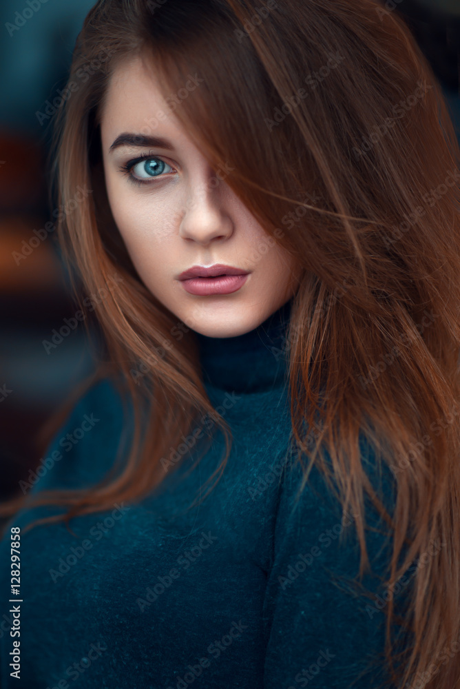 Fototapeta premium Portrait close up of glamour woman with long hair.