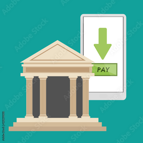 bank building smartphone pay online vector illustration eps 10