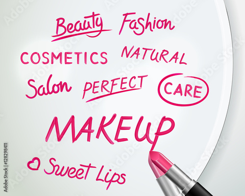 Lipstick Words On Mirror Realistic Poster 