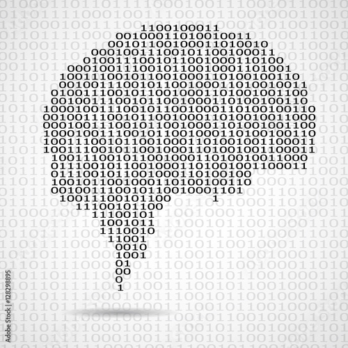 Abstract brain with binary computer code. Vector