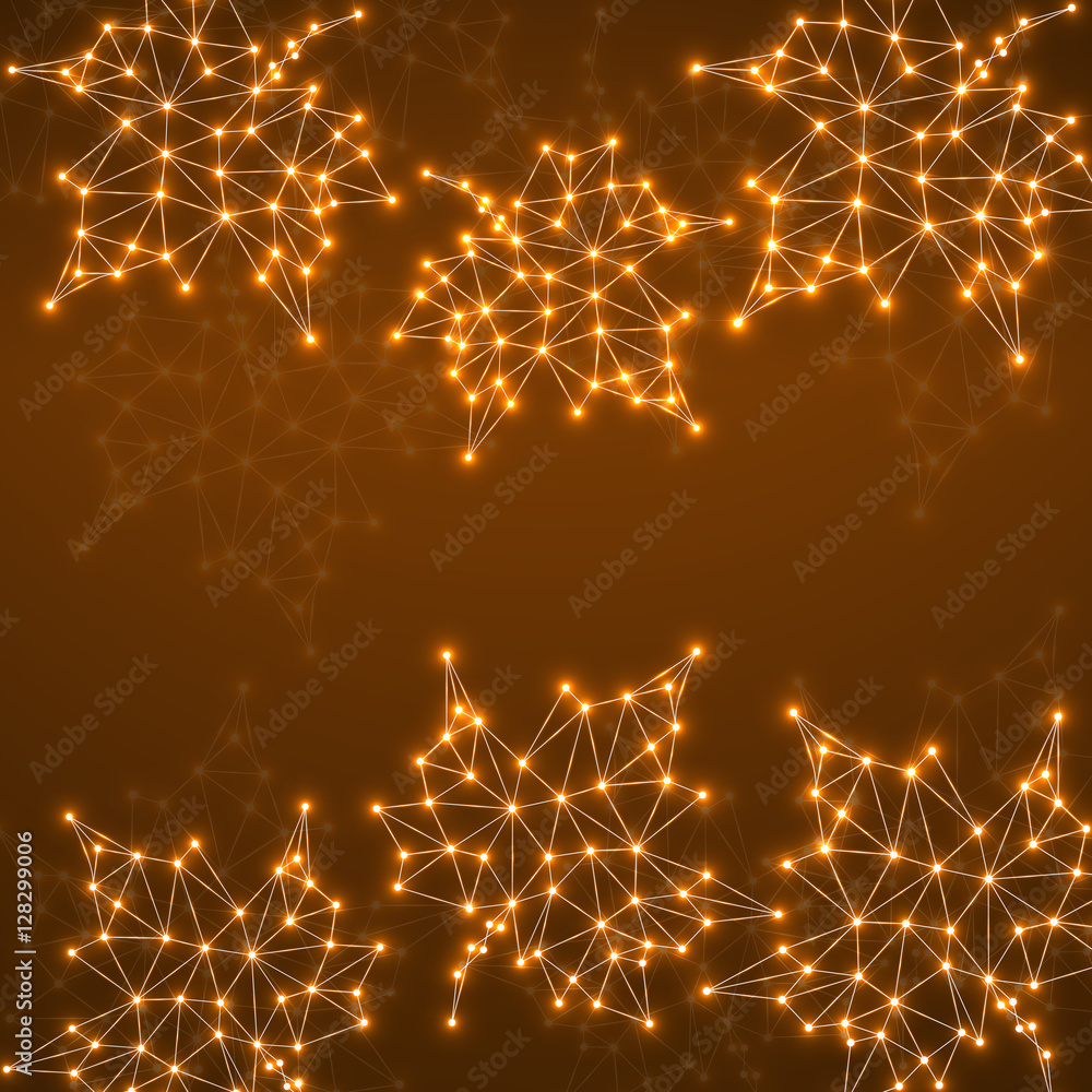 Obraz premium Maple leaves in abstract geometric shape. Vector