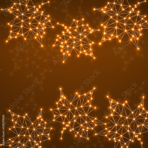 Maple leaves in abstract geometric shape. Vector