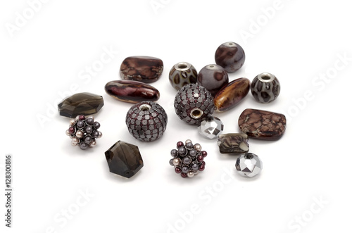 Wallpaper Mural Decorative colorful beads scattered on white background - accessories for handmade and hobby Torontodigital.ca