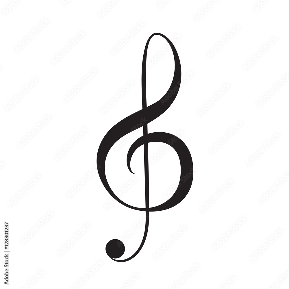 Treble clef vector icon. Music key note sign. Treble clef vector icon. Music key note sign.