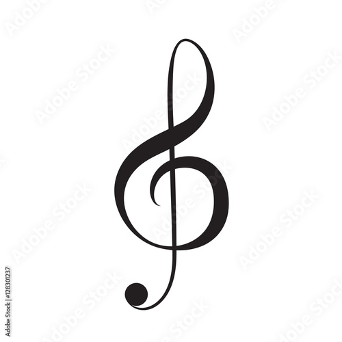 Treble clef vector icon. Music key note sign. photo