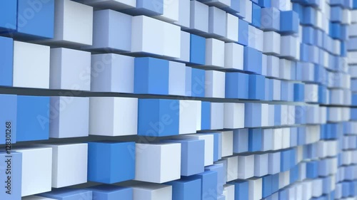 Wallpaper Mural Blue and white cubes in endless motion. Loop ready 3d animation of moving cubes. Torontodigital.ca