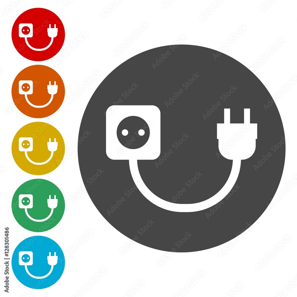 Plug socket and cord, Wire, socket and electric plug Plug socket and cord, Wire, socket and electric plug