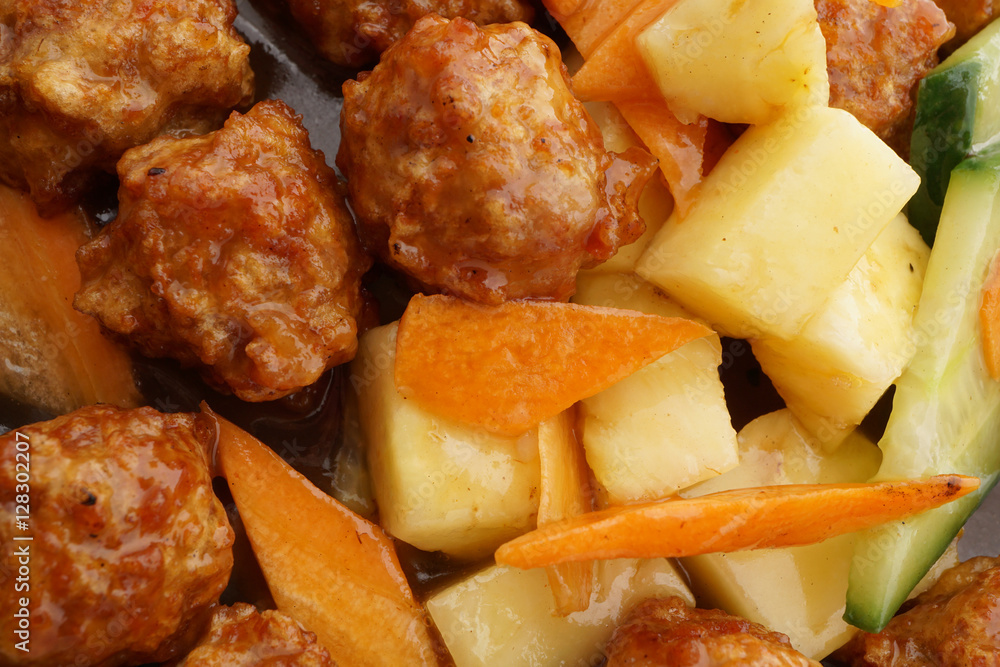 Sweet and sour pork meatballs with pineapple Sweet and sour pork meatballs with pineapple