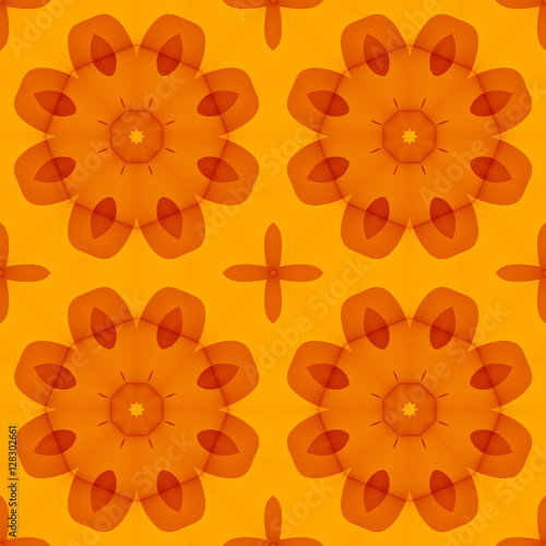 Seamless texture with warm orange red stylized flowers. For print on textiles  bed sheets  tablecloths  wrapping paper  wall floor tiles for kitchen bathroom hall  mobile or desktop background.