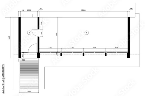 Standard office empty template floor plans