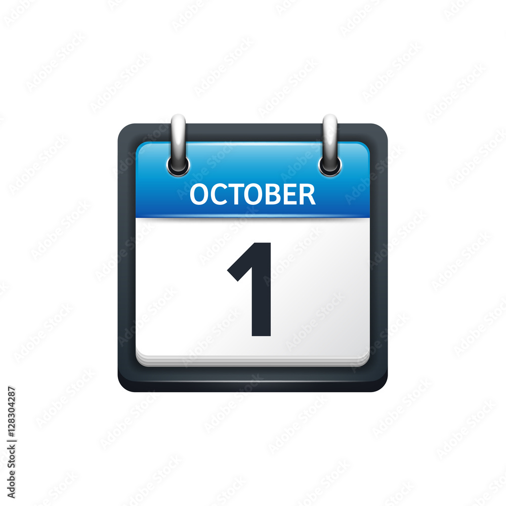 October 1. Calendar icon.Vector illustration,flat style.Month and date.Sunday,Monday,Tuesday,Wednesday,Thursday,Friday,Saturday.Week,weekend,red letter day. 2017,2018 year.Holidays. October 1. Calendar icon.Vector illustration,flat style.Month and date.Sunday,Monday,Tuesday,Wednesday,Thursday,Friday,Saturday.Week,weekend,red letter day. 2017,2018 year.Holidays.