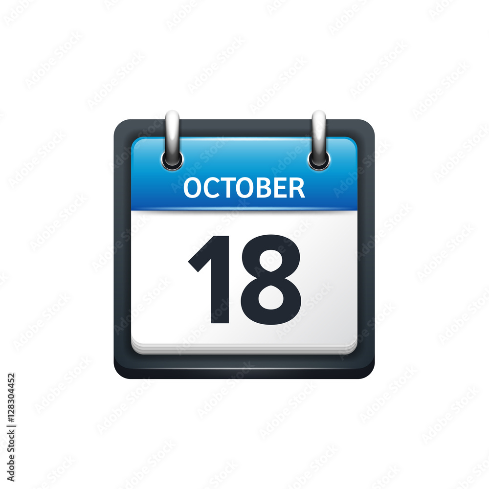 October 18. Calendar icon.Vector illustration,flat style.Month and date.Sunday,Monday,Tuesday,Wednesday,Thursday,Friday,Saturday.Week,weekend,red letter day. 2017,2018 year.Holidays. October 18. Calendar icon.Vector illustration,flat style.Month and date.Sunday,Monday,Tuesday,Wednesday,Thursday,Friday,Saturday.Week,weekend,red letter day. 2017,2018 year.Holidays.