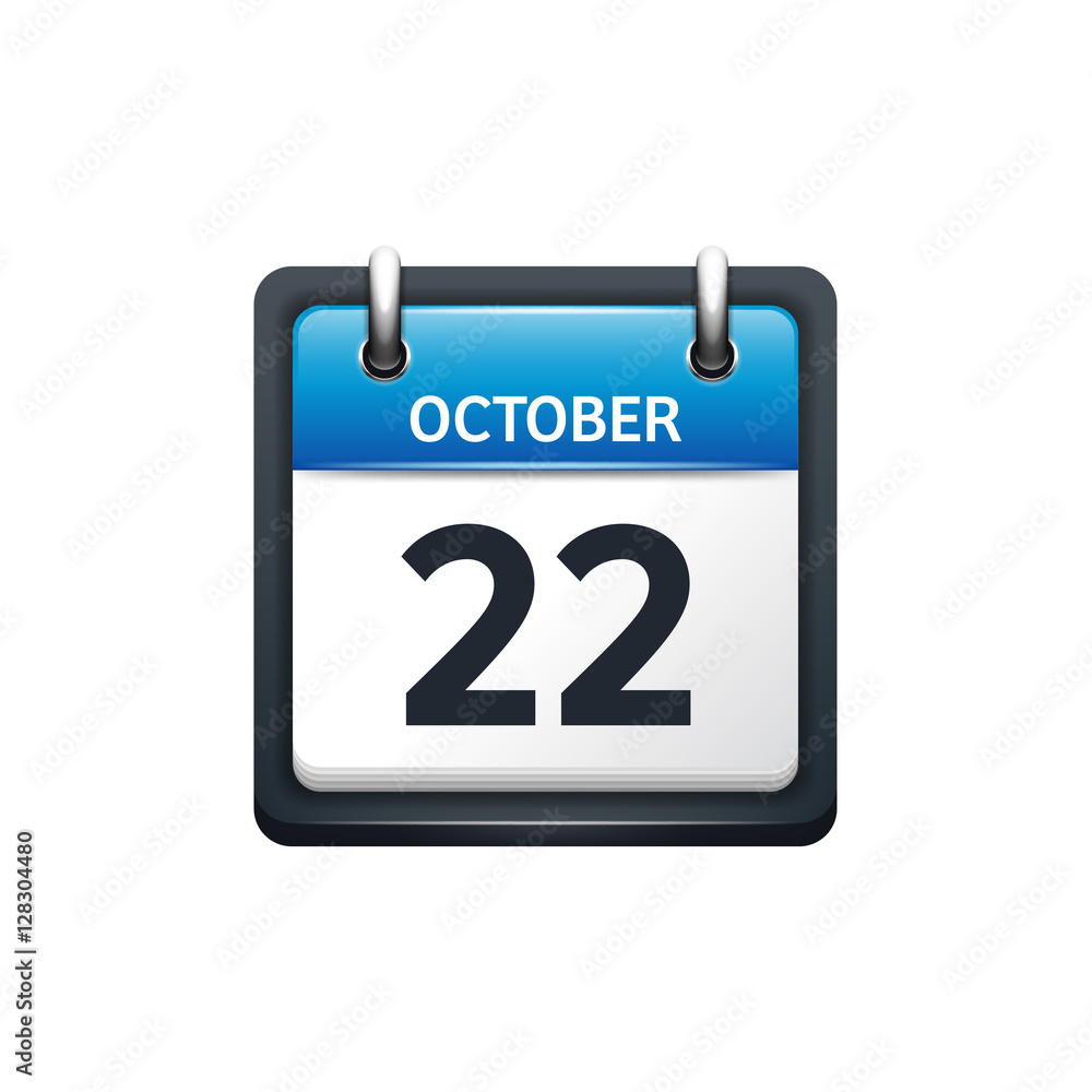 October 22. Calendar icon.Vector illustration,flat style.Month and date.Sunday,Monday,Tuesday,Wednesday,Thursday,Friday,Saturday.Week,weekend,red letter day. 2017,2018 year.Holidays. October 22. Calendar icon.Vector illustration,flat style.Month and date.Sunday,Monday,Tuesday,Wednesday,Thursday,Friday,Saturday.Week,weekend,red letter day. 2017,2018 year.Holidays.