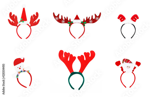 Canvas Print Pair of toy reindeer horns. headband of christmas isolated on wh