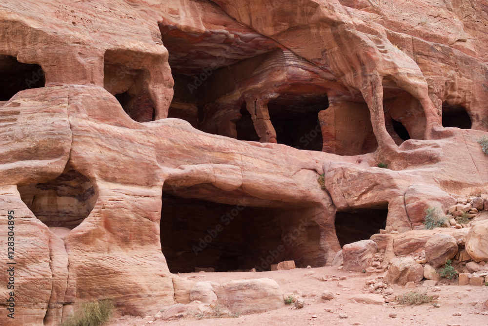 Carved caves. Archaeological site of Petra, Jordan Carved caves. Archaeological site of Petra, Jordan