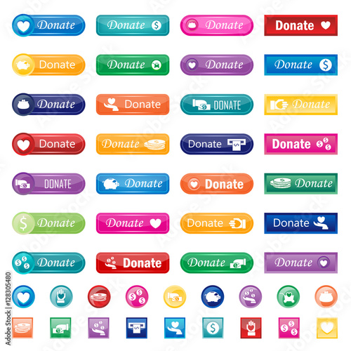 Donate buttons vector set.