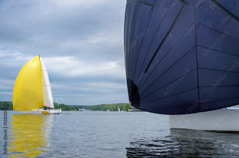 Sailing yacht race, picture with space for text or logos Sailing yacht race, picture with space for text or logos
