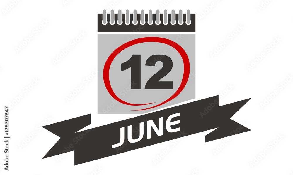 12 June Calendar with Ribbon