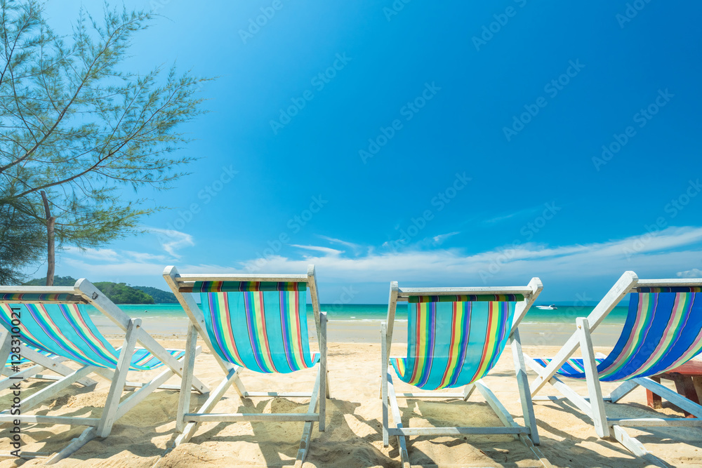 Chair beach for relaxation at the tropical beach
