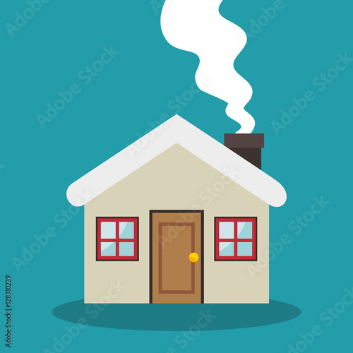 cute house with chimney vector illustration design