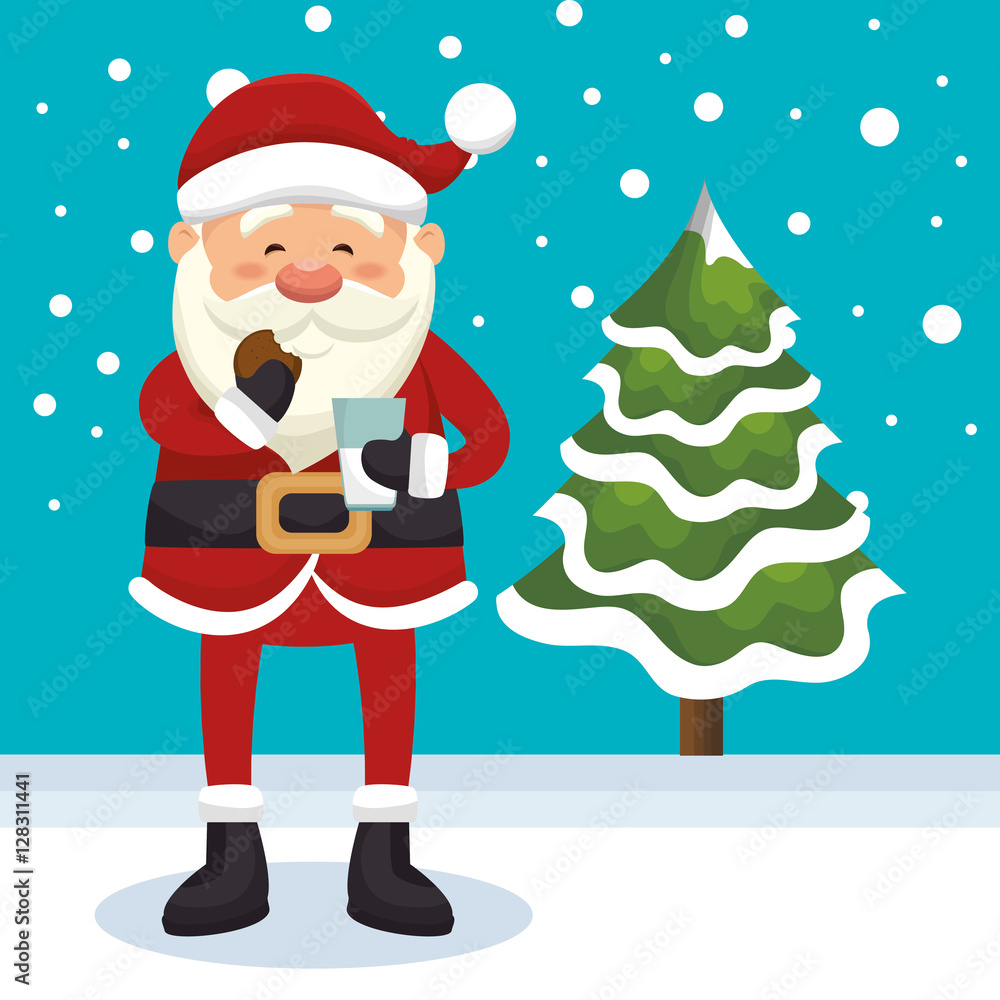 Fototapeta premium happy merry christmas santa claus character vector illustration design