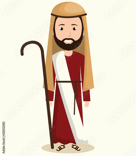 happy merry christmas manger character vector illustration design
