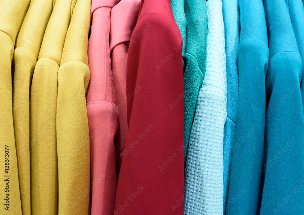Vertical Rows of Colourful Women Coats Vertical Rows of Colourful Women Coats