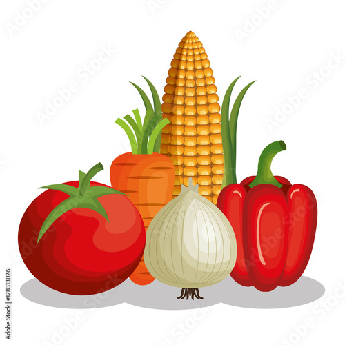 fresh vegetables healthy food vector illustration design
