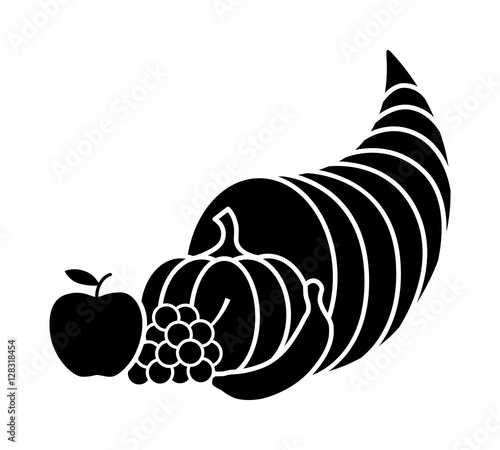 Cornucopia horn of plenty or thanksgiving basket flat icon for apps and websites