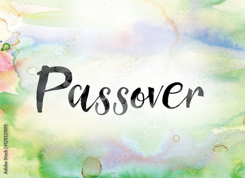 Fototapeta Passover Colorful Watercolor and Ink Word Art